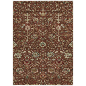 Homeroots 3' Black Brown And Red Floral Washable Area Rug - Durable Indoor Outdoor Design For Any Space 10' X 14' Polyester 603436