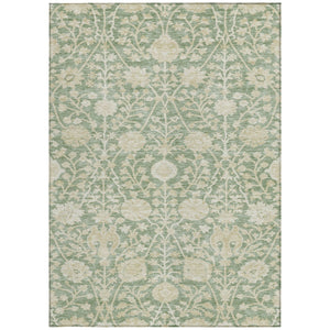 Homeroots 3' Artichoke Green Floral Indoor Outdoor Area Rug - Durable, Washable, Stain-resistant Design 3' X 5' Polyester 603437