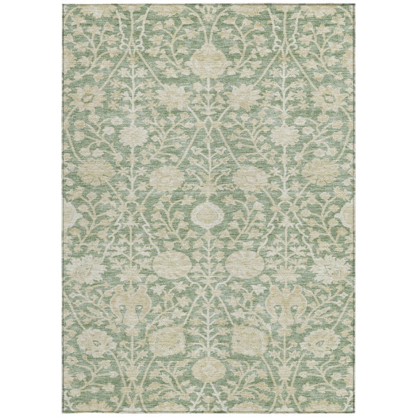 Homeroots 3' Artichoke Green Floral Indoor Outdoor Area Rug - Durable, Washable, Stain-resistant Design 3' X 5' Polyester 603437