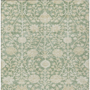 Homeroots 3' Artichoke Green Floral Indoor Outdoor Area Rug - Durable, Washable, Stain-resistant Design 5' X 8' Polyester 603438
