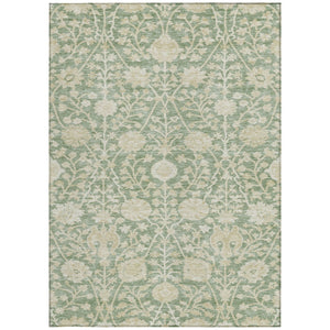 Homeroots 3' Artichoke Green Floral Indoor Outdoor Area Rug - Durable, Washable, Stain-resistant Design 8' X 10' Polyester 603440