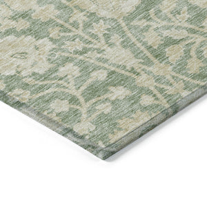 Homeroots 3' Artichoke Green Floral Indoor Outdoor Area Rug - Durable, Washable, Stain-resistant Design 8' X 10' Polyester 603440