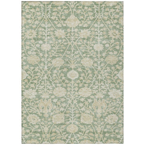 HomeRoots 9' X 12' Artichoke Green Floral Area Rug - Durable, Washable, Indoor/Outdoor, Perfect for High-Traffic Spaces 603441
