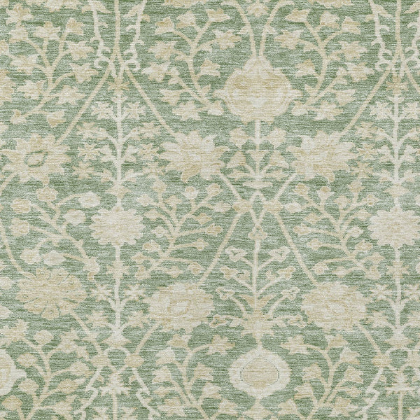 Homeroots 3' Artichoke Green Floral Indoor Outdoor Area Rug - Durable, Washable, Stain-resistant Design 9' X 12' Polyester 603441