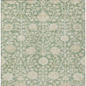 Homeroots 3' Artichoke Green Floral Indoor Outdoor Area Rug - Durable, Washable, Stain-resistant Design 10' X 14' Polyester 603442