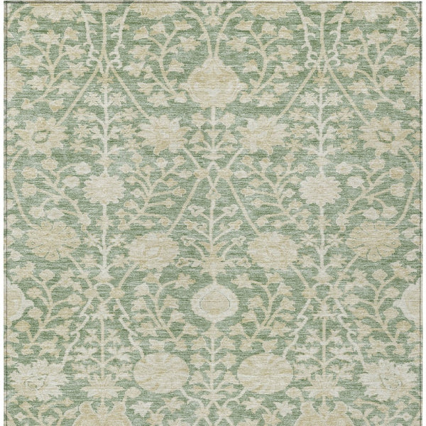 Homeroots 3' Artichoke Green Floral Indoor Outdoor Area Rug - Durable, Washable, Stain-resistant Design 10' X 14' Polyester 603442