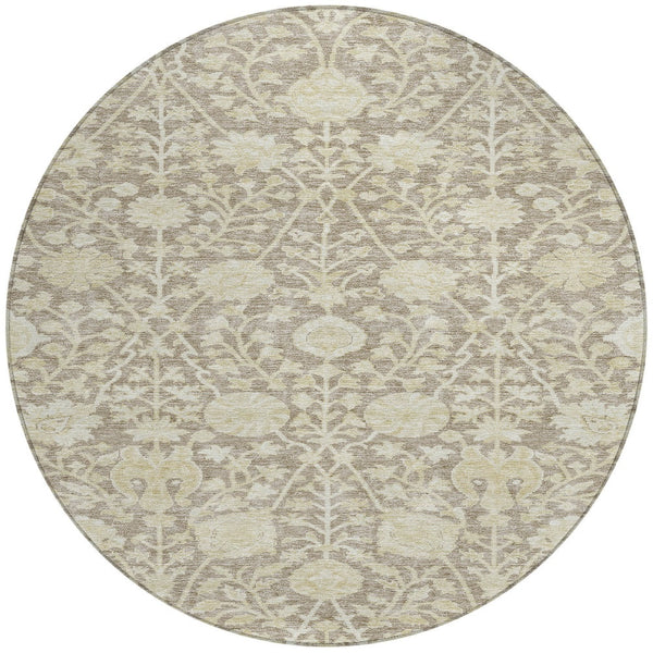 Homeroots 3' Artichoke Green Floral Indoor Outdoor Area Rug - Durable, Washable, Stain-resistant Design 8' Round Polyester 603445