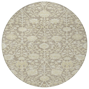 Homeroots 3' Artichoke Green Floral Indoor Outdoor Area Rug - Durable, Washable, Stain-resistant Design 8' Round Polyester 603445