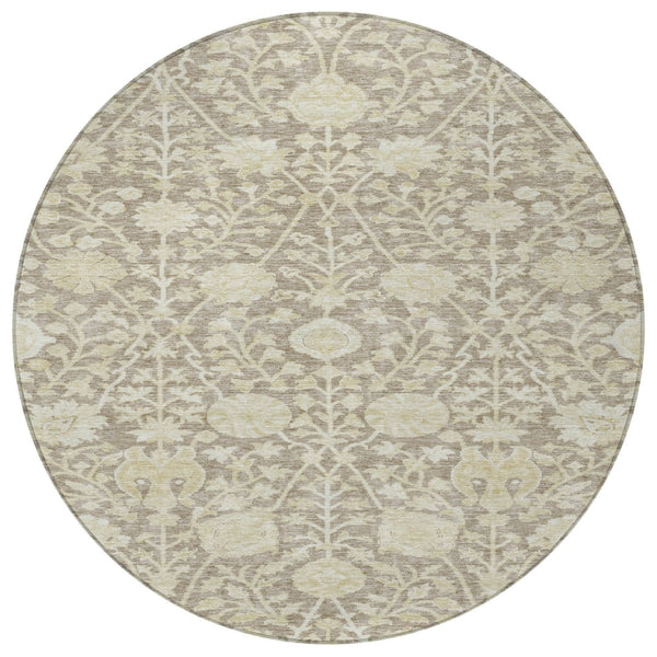 Homeroots 3' Artichoke Green Floral Indoor Outdoor Area Rug - Durable, Washable, Stain-resistant Design 8' Round Polyester 603445