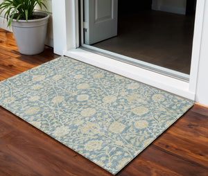 Homeroots 3' Artichoke Green Floral Indoor Outdoor Area Rug - Durable, Washable, Stain-resistant Design 3' X 5' Polyester 603449