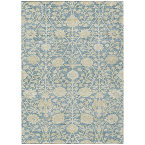 HomeRoots 9' X 12' Sky Blue Floral Area Rug – Durable, Washable, Indoor/Outdoor, Stain-Resistant Design for All Spaces 603453