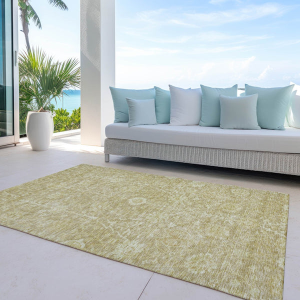 Homeroots 3' Artichoke Green Floral Indoor Outdoor Area Rug - Durable, Washable, Stain-resistant Design 3' X 5' Polyester 603455
