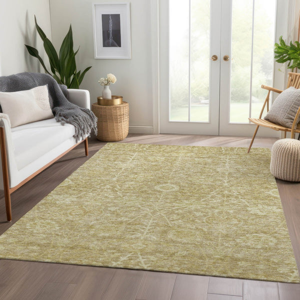Homeroots 3' Artichoke Green Floral Indoor Outdoor Area Rug - Durable, Washable, Stain-resistant Design 3' X 5' Polyester 603455
