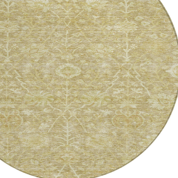 Homeroots 3' Artichoke Green Floral Indoor Outdoor Area Rug - Durable, Washable, Stain-resistant Design 8' Round Polyester 603457