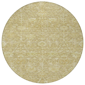 Homeroots 3' Artichoke Green Floral Indoor Outdoor Area Rug - Durable, Washable, Stain-resistant Design 8' Round Polyester 603457