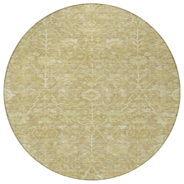 Homeroots 3' Artichoke Green Floral Indoor Outdoor Area Rug - Durable, Washable, Stain-resistant Design 8' Round Polyester 603457