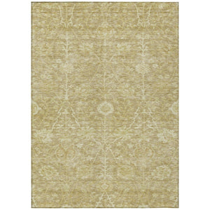 HomeRoots 5' Durable Tan and Beige Floral Area Rug for Indoor and Outdoor Use - Stain-Resistant and Washable 8' X 10' 603458