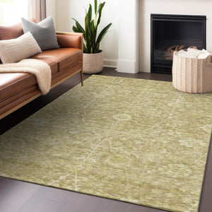 Homeroots 3' Artichoke Green Floral Indoor Outdoor Area Rug - Durable, Washable, Stain-resistant Design 8' X 10' Polyester 603458