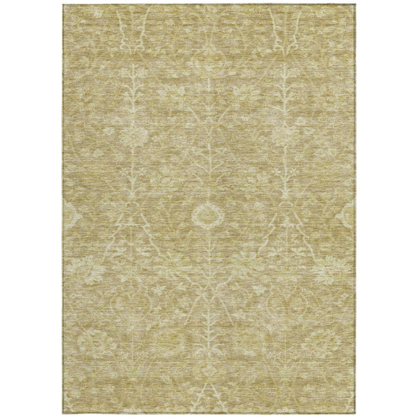 Homeroots 3' Artichoke Green Floral Indoor Outdoor Area Rug - Durable, Washable, Stain-resistant Design 9' X 12' Polyester 603459