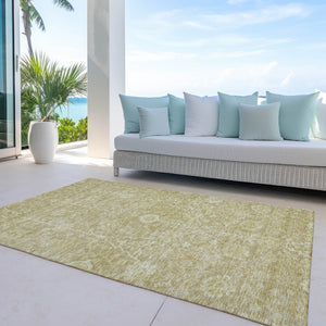 Homeroots 3' Artichoke Green Floral Indoor Outdoor Area Rug - Durable, Washable, Stain-resistant Design 9' X 12' Polyester 603459