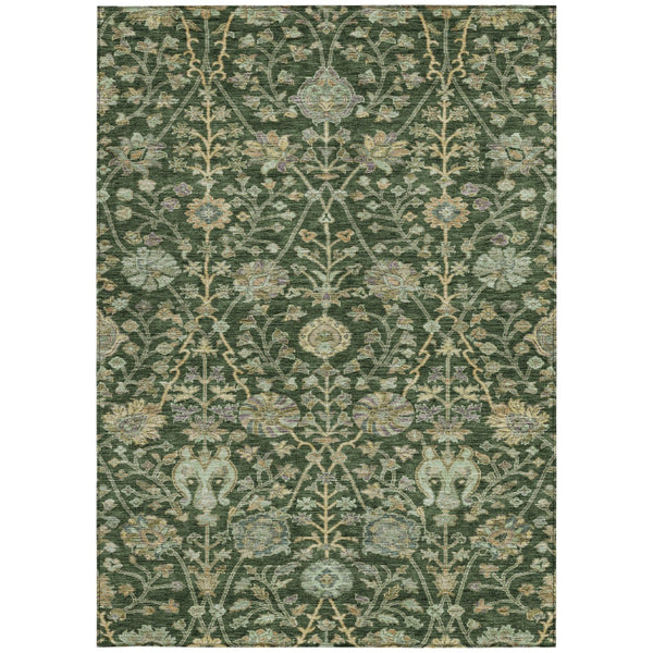 Homeroots 3' Floral Indoor Outdoor Area Rug In Green, Tan, And Gray – Durable, Washable, And Versatile Design 3' X 5' Polyester 603461