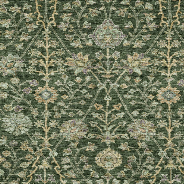 Homeroots 3' Floral Indoor Outdoor Area Rug In Green, Tan, And Gray – Durable, Washable, And Versatile Design 5' X 8' Polyester 603462