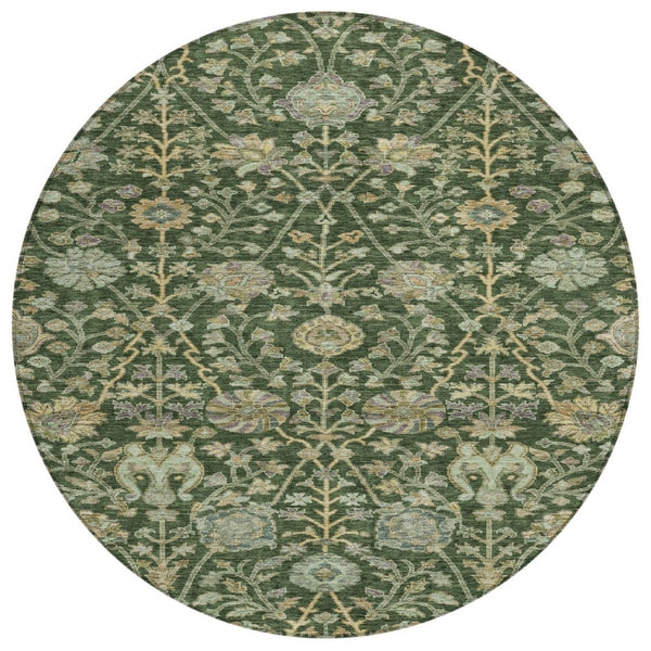 HomeRoots 5' Timeless Floral Indoor Outdoor Area Rug – Washable, Durable, and Perfect for High-Traffic Spaces 8' Round 603463