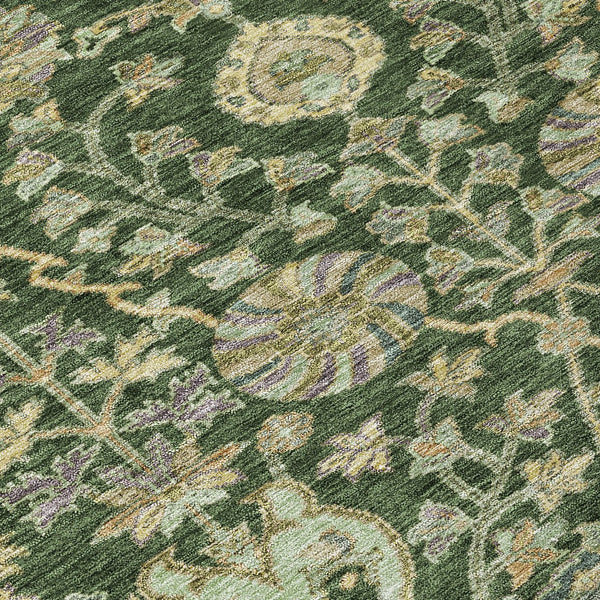 Homeroots 3' Floral Indoor Outdoor Area Rug In Green, Tan, And Gray – Durable, Washable, And Versatile Design 8' Round Polyester 603463