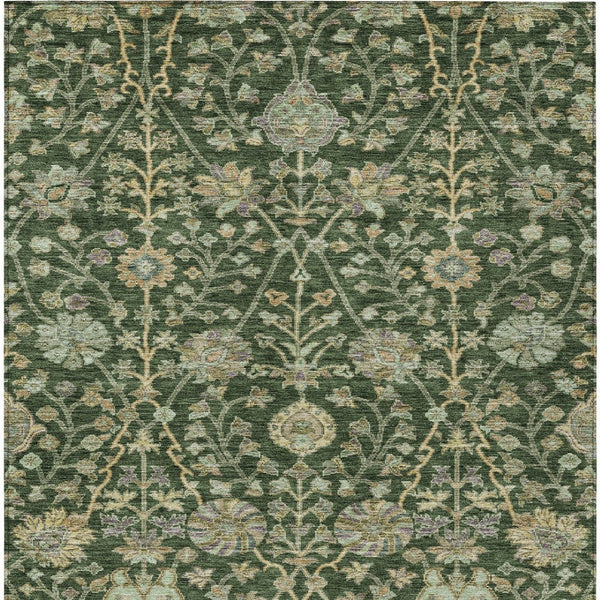 Homeroots 3' Floral Indoor Outdoor Area Rug In Green, Tan, And Gray – Durable, Washable, And Versatile Design 8' X 10' Polyester 603464