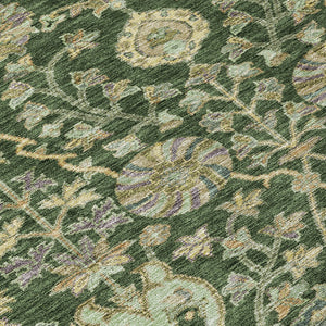 Homeroots 3' Floral Indoor Outdoor Area Rug In Green, Tan, And Gray – Durable, Washable, And Versatile Design 8' X 10' Polyester 603464