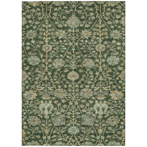 Homeroots 3' Floral Indoor Outdoor Area Rug In Green, Tan, And Gray – Durable, Washable, And Versatile Design 9' X 12' Polyester 603465