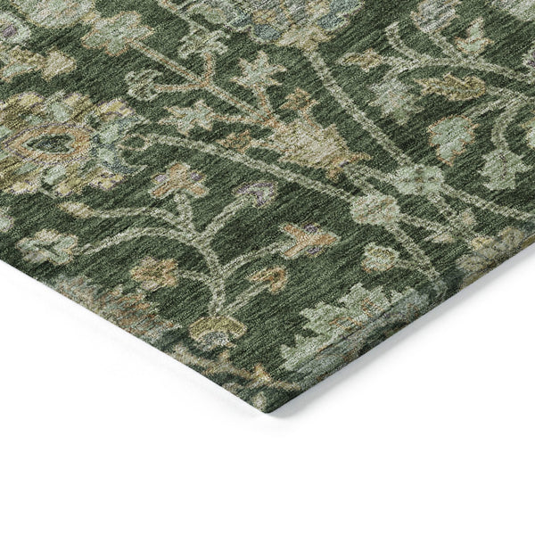 Homeroots 3' Floral Indoor Outdoor Area Rug In Green, Tan, And Gray – Durable, Washable, And Versatile Design 9' X 12' Polyester 603465