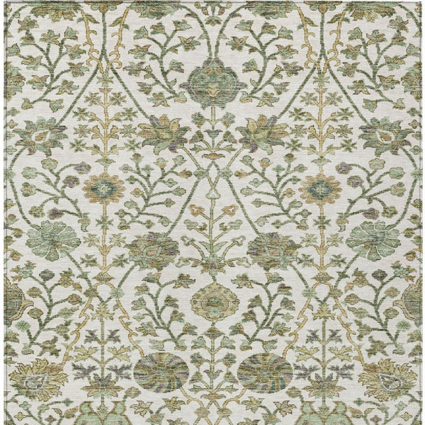 Homeroots 3' Floral Indoor Outdoor Area Rug In Green, Tan, And Gray – Durable, Washable, And Versatile Design 8' X 10' Polyester 603470