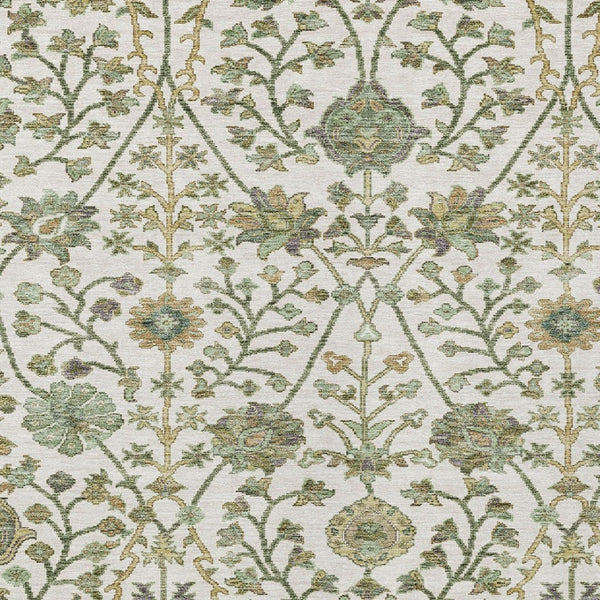 Homeroots 3' Floral Indoor Outdoor Area Rug In Green, Tan, And Gray – Durable, Washable, And Versatile Design 8' X 10' Polyester 603470