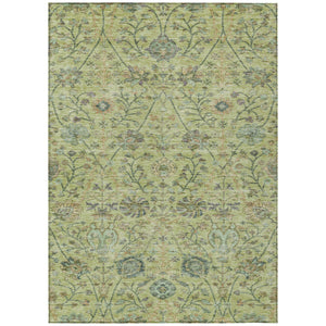 Homeroots 3' Floral Indoor Outdoor Area Rug In Green, Tan, And Gray – Durable, Washable, And Versatile Design 3' X 5' Polyester 603473