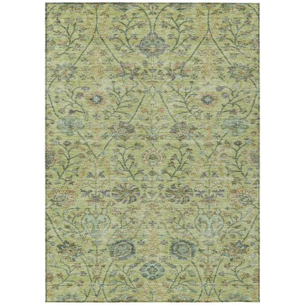 Homeroots 3' Floral Indoor Outdoor Area Rug In Green, Tan, And Gray – Durable, Washable, And Versatile Design 3' X 5' Polyester 603473