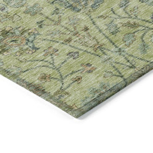Homeroots 3' Floral Indoor Outdoor Area Rug In Green, Tan, And Gray – Durable, Washable, And Versatile Design 3' X 5' Polyester 603473