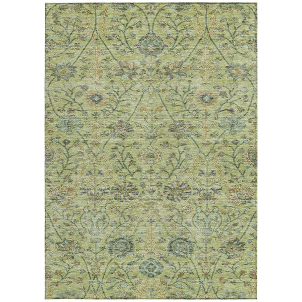 Homeroots 3' Floral Indoor Outdoor Area Rug In Green, Tan, And Gray – Durable, Washable, And Versatile Design 3' X 5' Polyester 603473