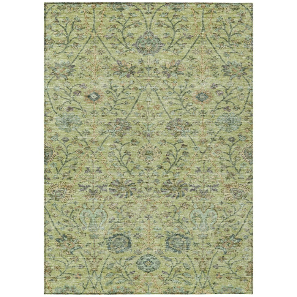 HomeRoots 5' Timeless Floral Washable Area Rug in Mint Green, Brown, and Gray – Perfect for Indoor & Outdoor Use 5' X 8' 603474