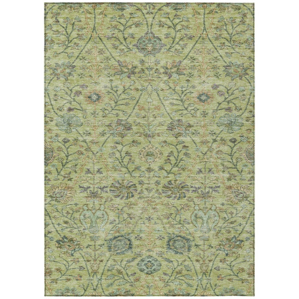 HomeRoots 5' Timeless Floral Washable Area Rug in Mint Green, Brown, and Gray – Perfect for Indoor & Outdoor Use 8' X 10' 603476