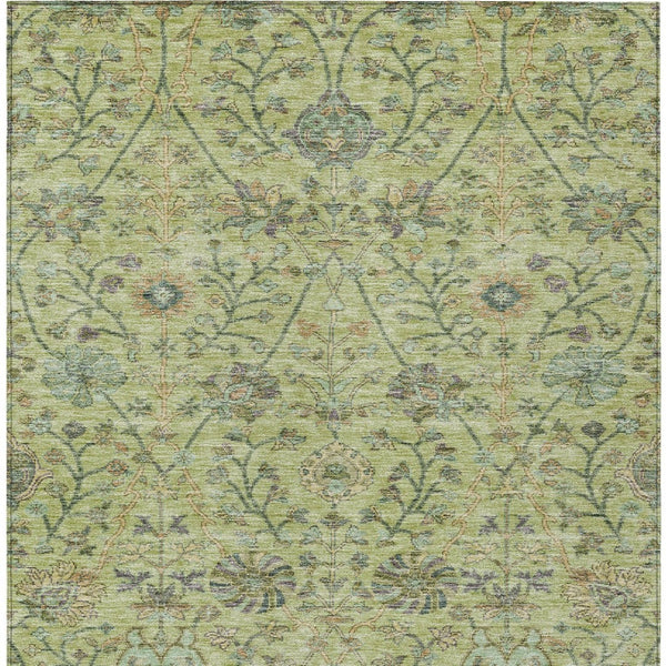 Homeroots 3' Floral Indoor Outdoor Area Rug In Green, Tan, And Gray – Durable, Washable, And Versatile Design 9' X 12' Polyester 603477