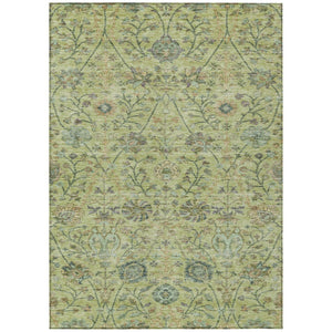 HomeRoots 9' X 12' Elegant Floral Area Rug in Mint Green, Brown & Gray - Washable Indoor/Outdoor Design 603477