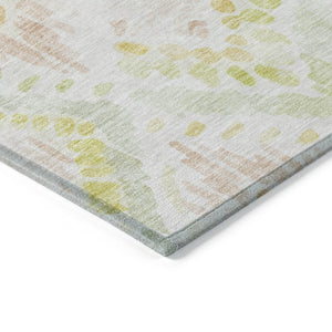 HomeRoots 5' Modern Geometric Area Rug in Pink, Green & Beige - Washable, Durable, Perfect for Indoor & Outdoor Spaces 5' X 8' 603479