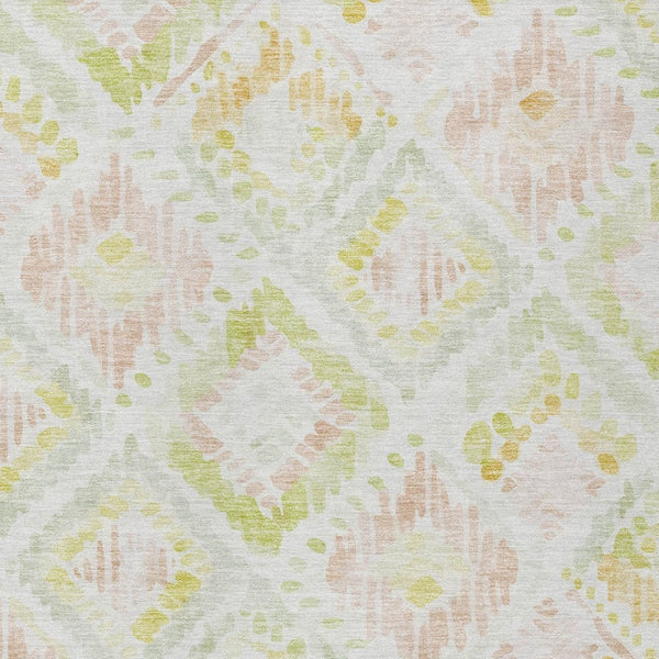 HomeRoots 5' Modern Geometric Area Rug in Pink, Green & Beige - Washable, Durable, Perfect for Indoor & Outdoor Spaces 8' X 10' 603481