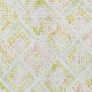 HomeRoots 9' Geometric Area Rug in Pink, Green & Beige – Washable, Durable, Indoor/Outdoor Perfect for Any Space 603482