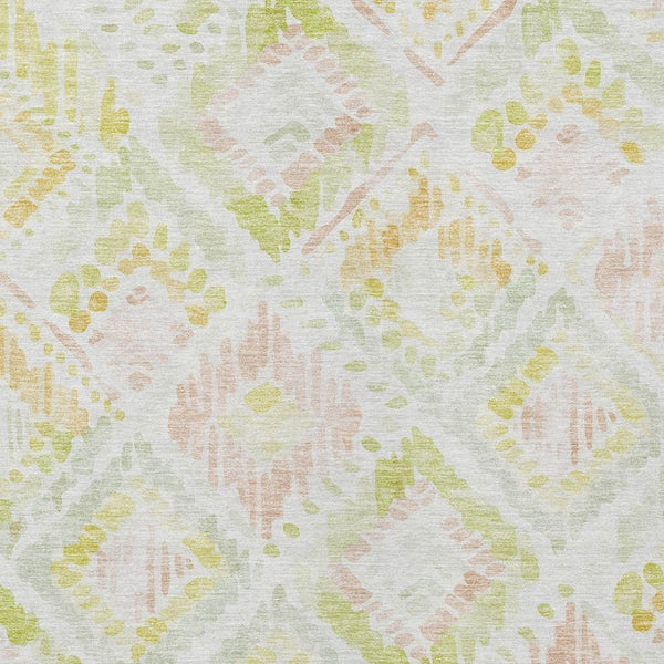 HomeRoots 9' Geometric Area Rug in Pink, Green & Beige – Washable, Durable, Indoor/Outdoor Perfect for Any Space 603482