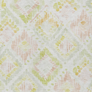 HomeRoots 5' Modern Geometric Area Rug in Pink, Green & Beige - Washable, Durable, Perfect for Indoor & Outdoor Spaces 10' X 14' 603483