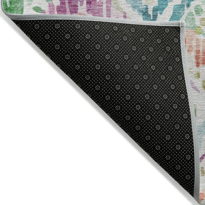 HomeRoots 5' Vibrant Geometric Area Rug - Washable Indoor/Outdoor Design in Teal, Blue, Green & Purple Tones 8' X 10' 603487