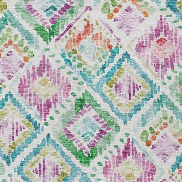 HomeRoots 5' Vibrant Geometric Area Rug - Washable Indoor/Outdoor Design in Teal, Blue, Green & Purple Tones 8' X 10' 603487