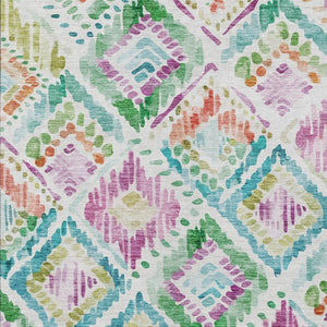 HomeRoots 9' X 12' Vibrant Teal, Blue, Green & Purple Geometric Washable Area Rug for Indoor & Outdoor Use 603488